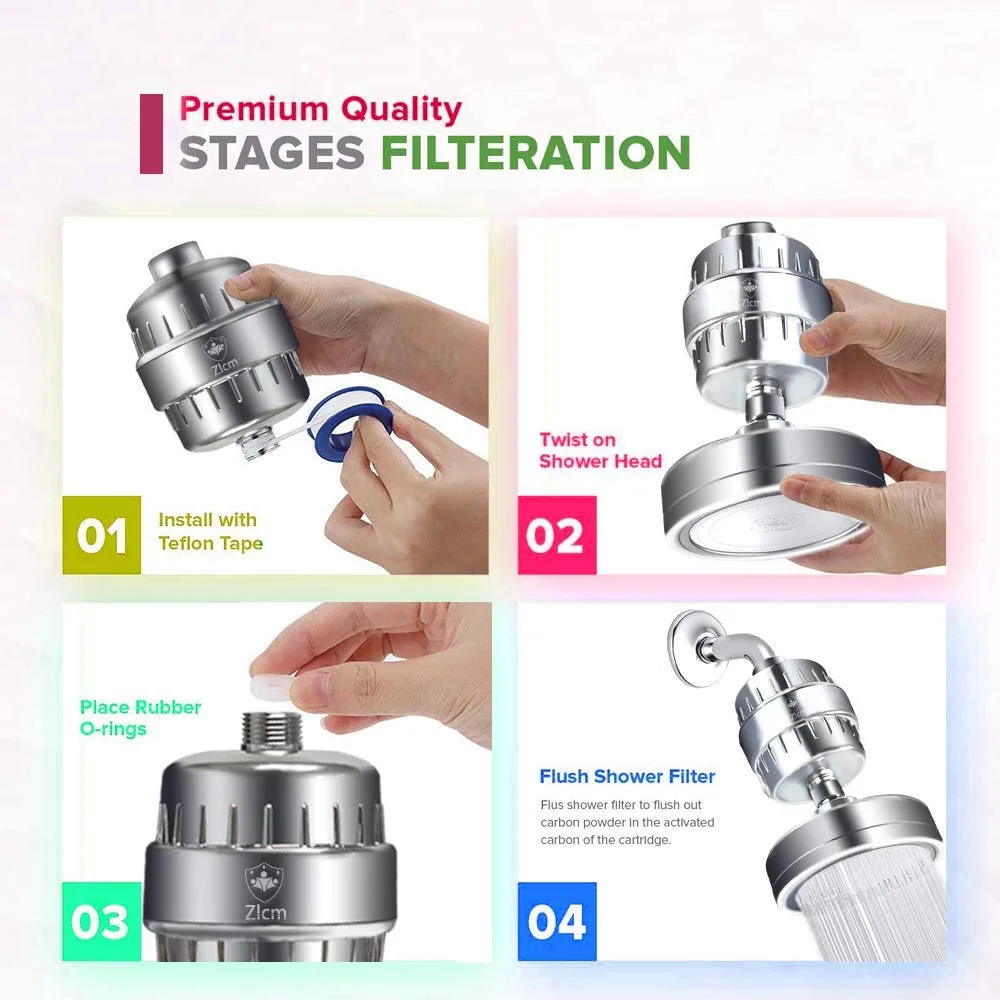 KDF Calcium sulfite 10 stage 15stages shower filter remove heavy metal and Chlorine shower filter with rainfall