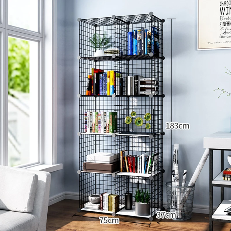 Multilayer wire grid diy metal storage shelf,living room balcony flower shelf