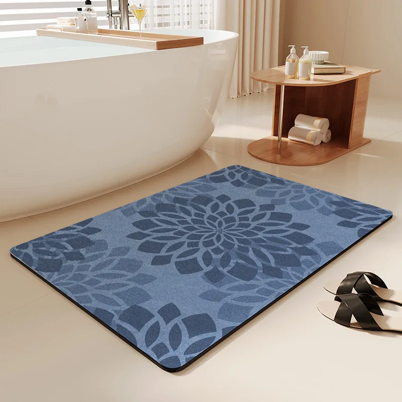 Custom Soft Nano Design Comfy Absorbing Non Anti Slip Quick Drying Super Absorbent Diatomite Bath Mat Bathroom Mat Shower Mat