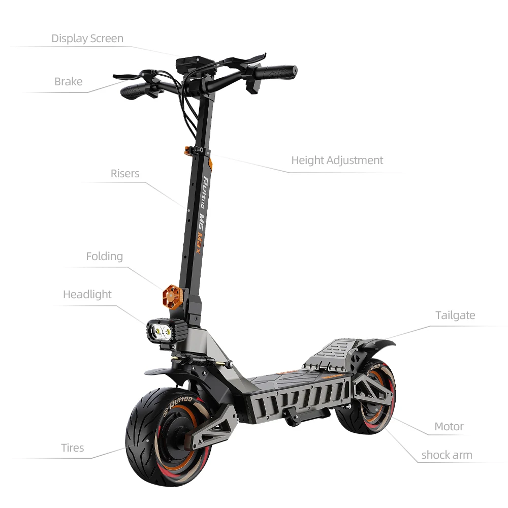 RuiToo M6Max 2025 new design 3000W Dual Motor Off Road Foldable Oil Brake for adouts Electric Scooters