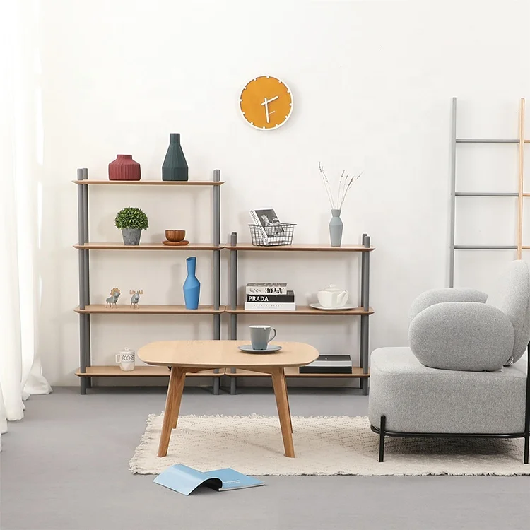 Meja kopi Nordic European Modern Simple Home Three Feet Round Square Solid Wooden Side Coffee Table