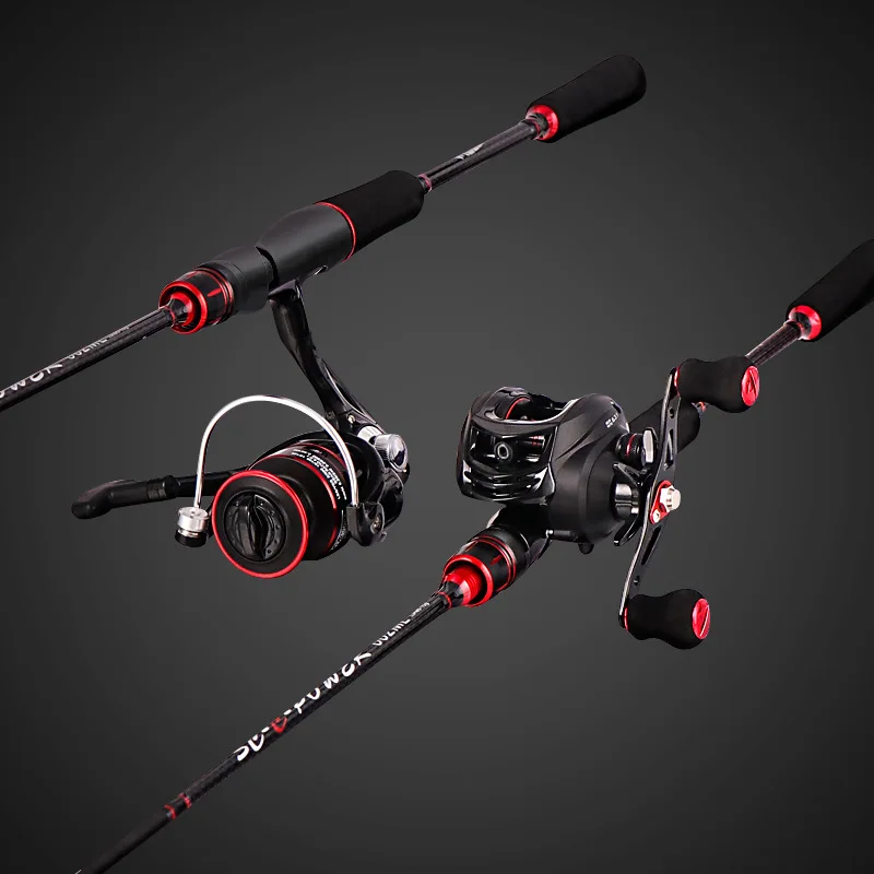 High quality Carbon Fiber sea bass Rod 2 Sections Lure fishing pole Ultra Light casting spinning Fishing Rod with reel set