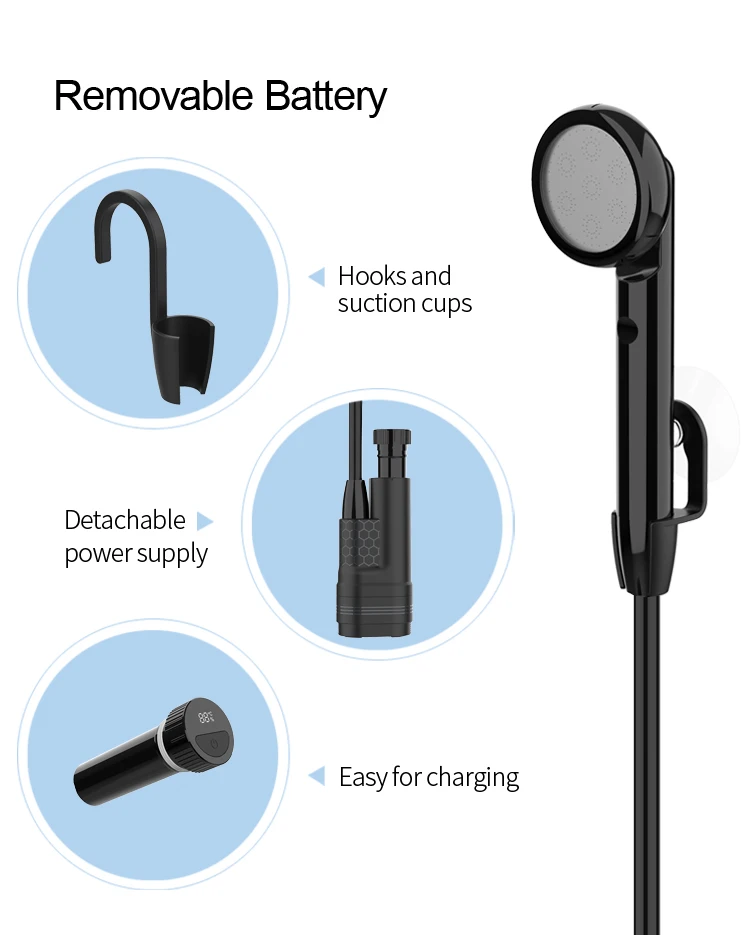 Outdoor Camping Shower New Arrival Portable Brushless Camp Shower with battery level display for bathing