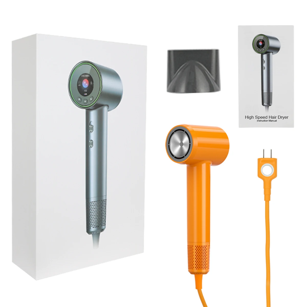 High Speed Brushless Motor Negative Ion Low Noise HD Large Screen Induction Zone Multi Mode NTC Intelligent Hair Dryer