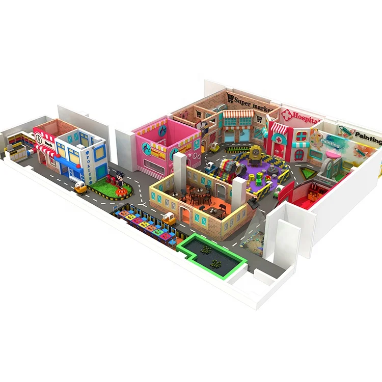 Softplay Playgrounds Kids Play Center Equipment Plastic Slide Indoor Small Space Theme Playground