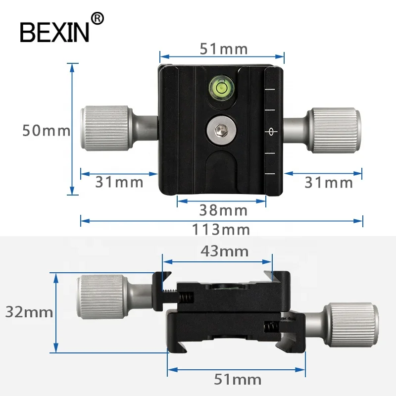 
BEXIN Double-sided Clamp Slide Mobile Anti-drop Slot Camera Adapter Quick Release Plate Clamp for DSLR Tripod Universal Camera 