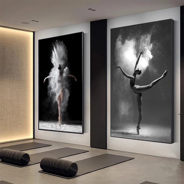 Black and White Ballet Dancer Canvas Painting Elegant Ballerina Pose  Print Poster Wall Art Picture for Interior Room Decor