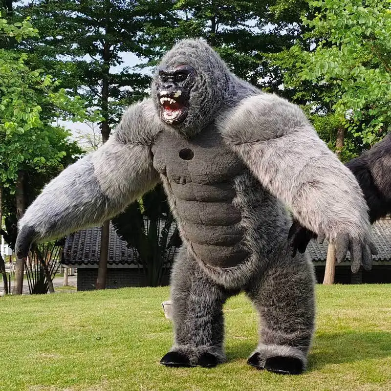 Inflatable King Kong Costume Adult Halloween Plush Furry Mascot animal Venice Carnival Dress Suit Fur suit Gorilla