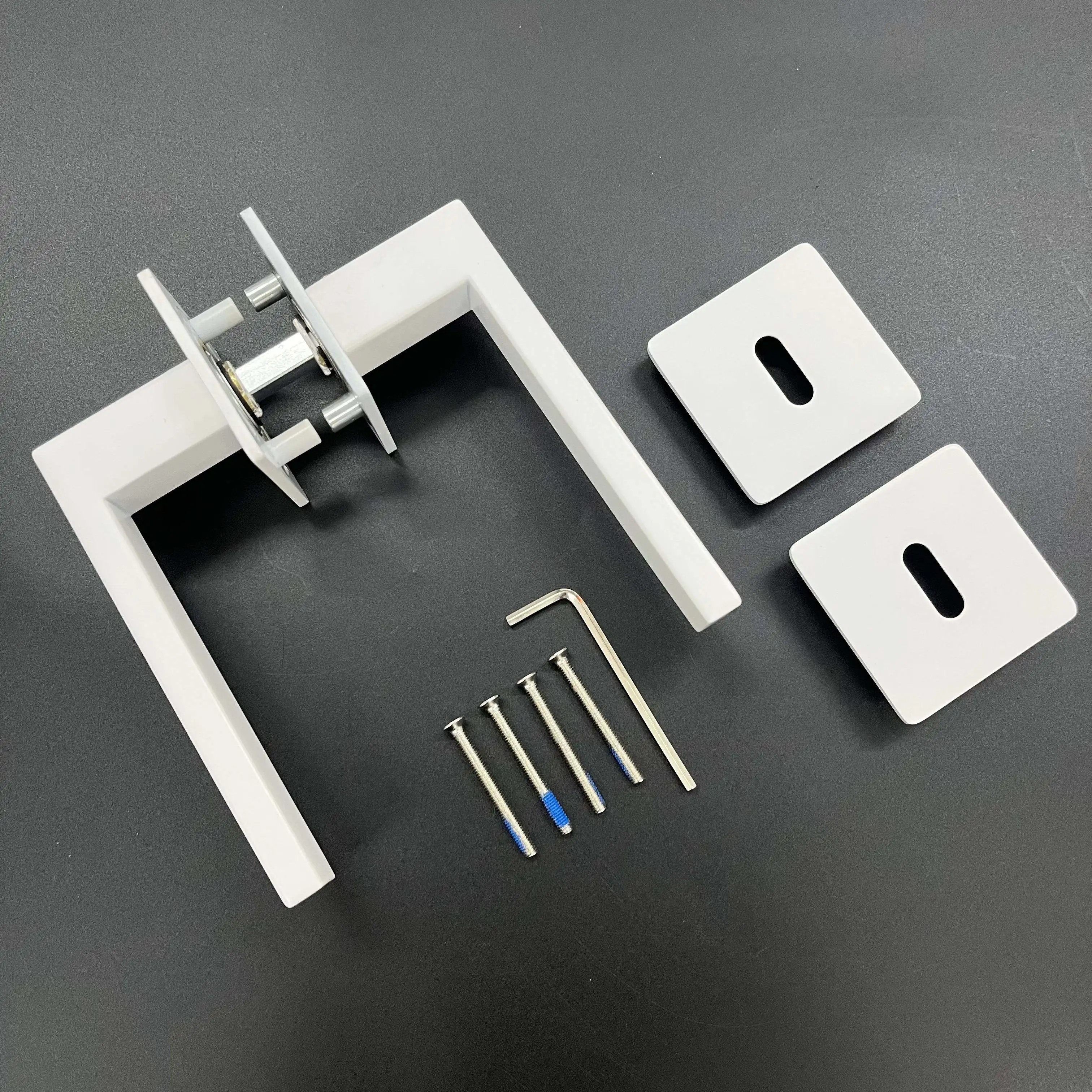 304 Stainless Steel Magnetic Rosettes Satin Square Timber Door Lever Handles