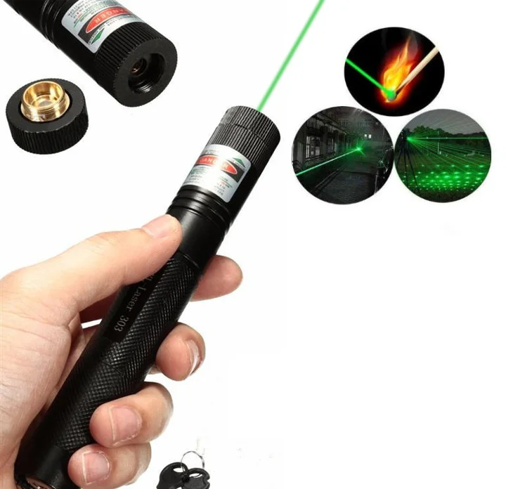High Powerful Device Adjustable Safety Key Burning Match Focus 532 NM 5mw Green Lasers Sight 303 Pointer Laser Pointer Pen