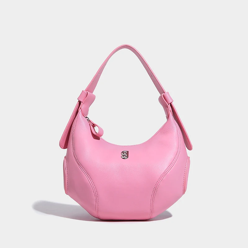 Fashion trending concise leather custom handbags luxury pink women bags