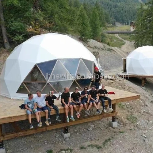 Outdoor Camping Prefab Waterproof Glamping Geodesic Dome House Luxury Tent For Resort