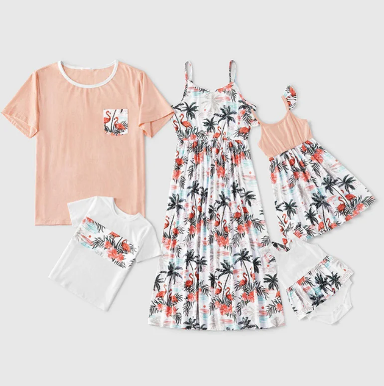 
Family Father Mother Kids Baby Matching Clothing Outfits 