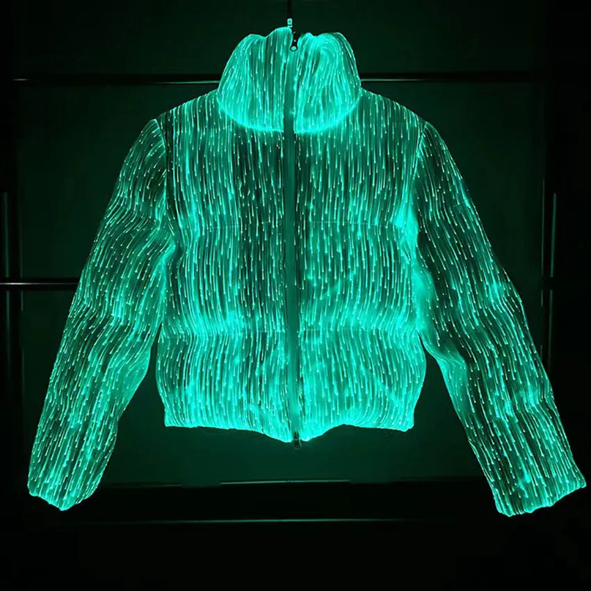 LED Fiber Optic Fabric Jacket Clothing Luminous RGB LED Light Up Jacket