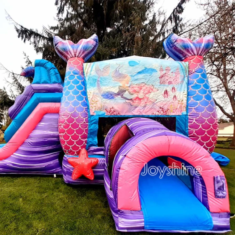 mermaid-themed inflatable bounce house big castle mermaid bed mermaid combo bounce house