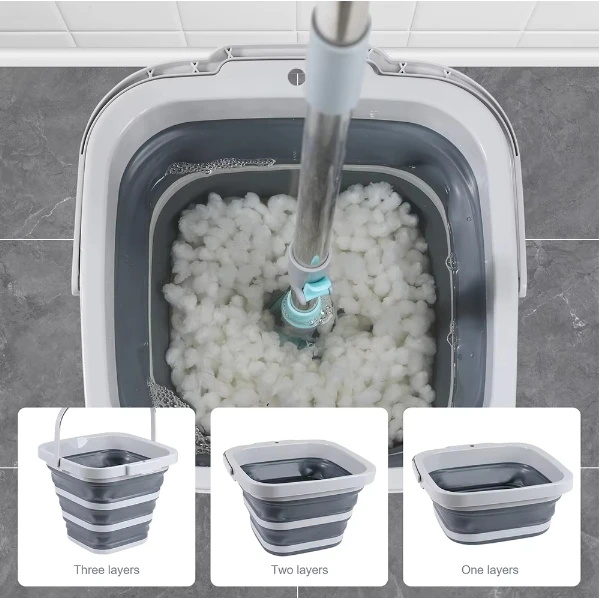 Portable Save Space 10L Silicone Plastic Square Folding Bucket Home Cleaning 20 Litre Cleaning Collapsible Bucket