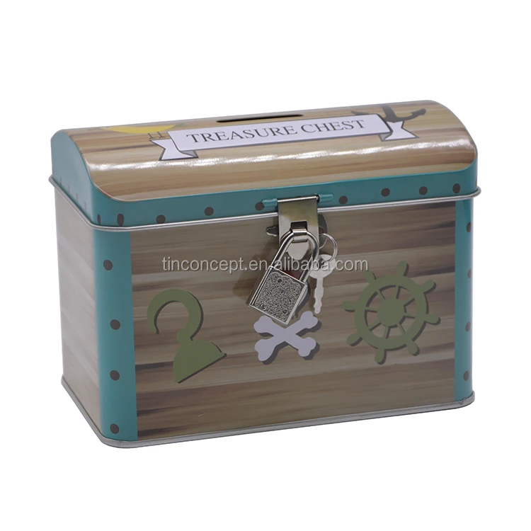 Irregularly Shaped Durable Hinged Lid Money Tin Coin Bank For Gift
