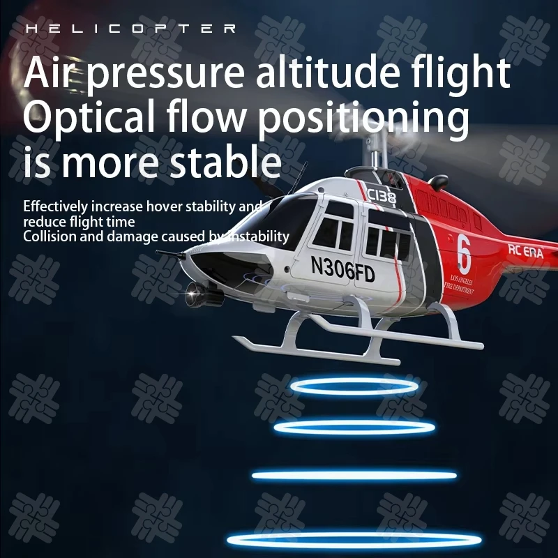 RC ERA&Thelink C138 Optical Fixed Height 1/33 Scale Bell206 Helicopter Model Remote Control Toys 6CH RC Helicopter Kids Gifts