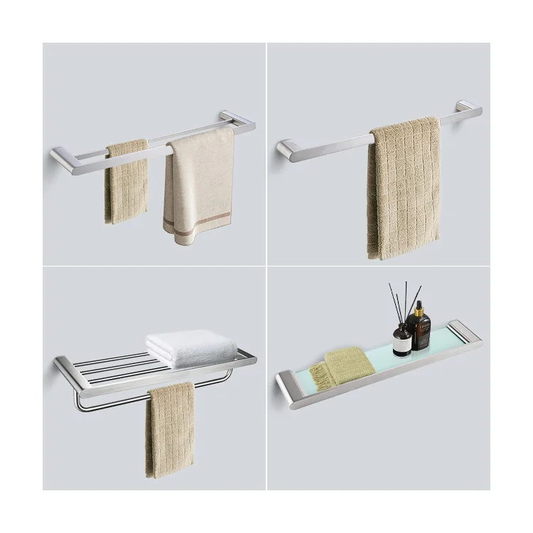 304 stainless steel double-layer towel rack bathroom storage rack towel rod wall hanging storage rack