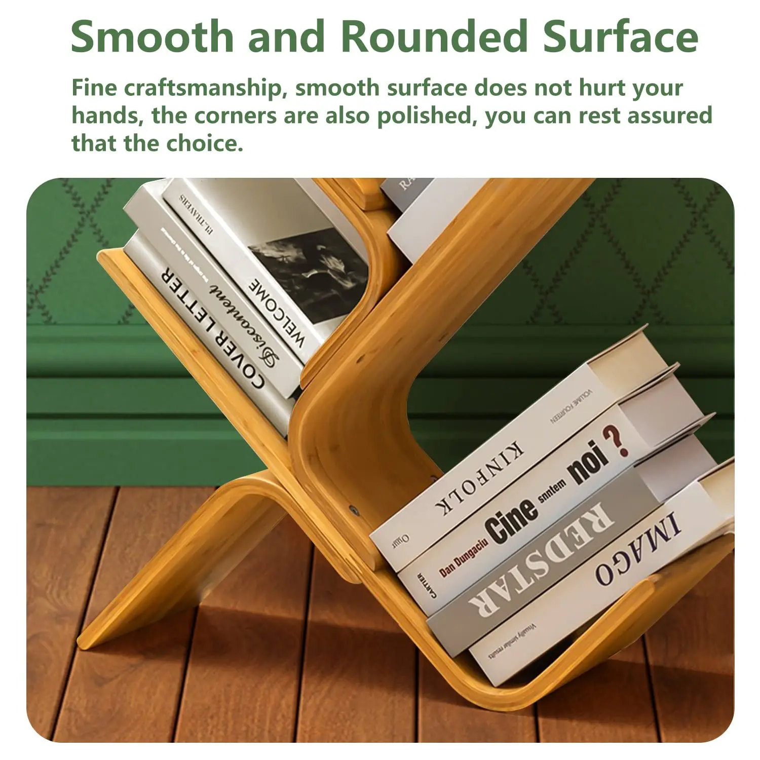 8-story bamboo tree modern bookshelf, creative curved standing bookshelf shelf, book storage organizer shelf, display floor book