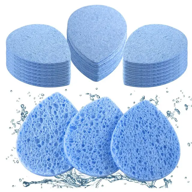 Hot selling water drop Shape Wholesale Compressed Natural Cellulose Facial Cleansing Sponge  biodegradable