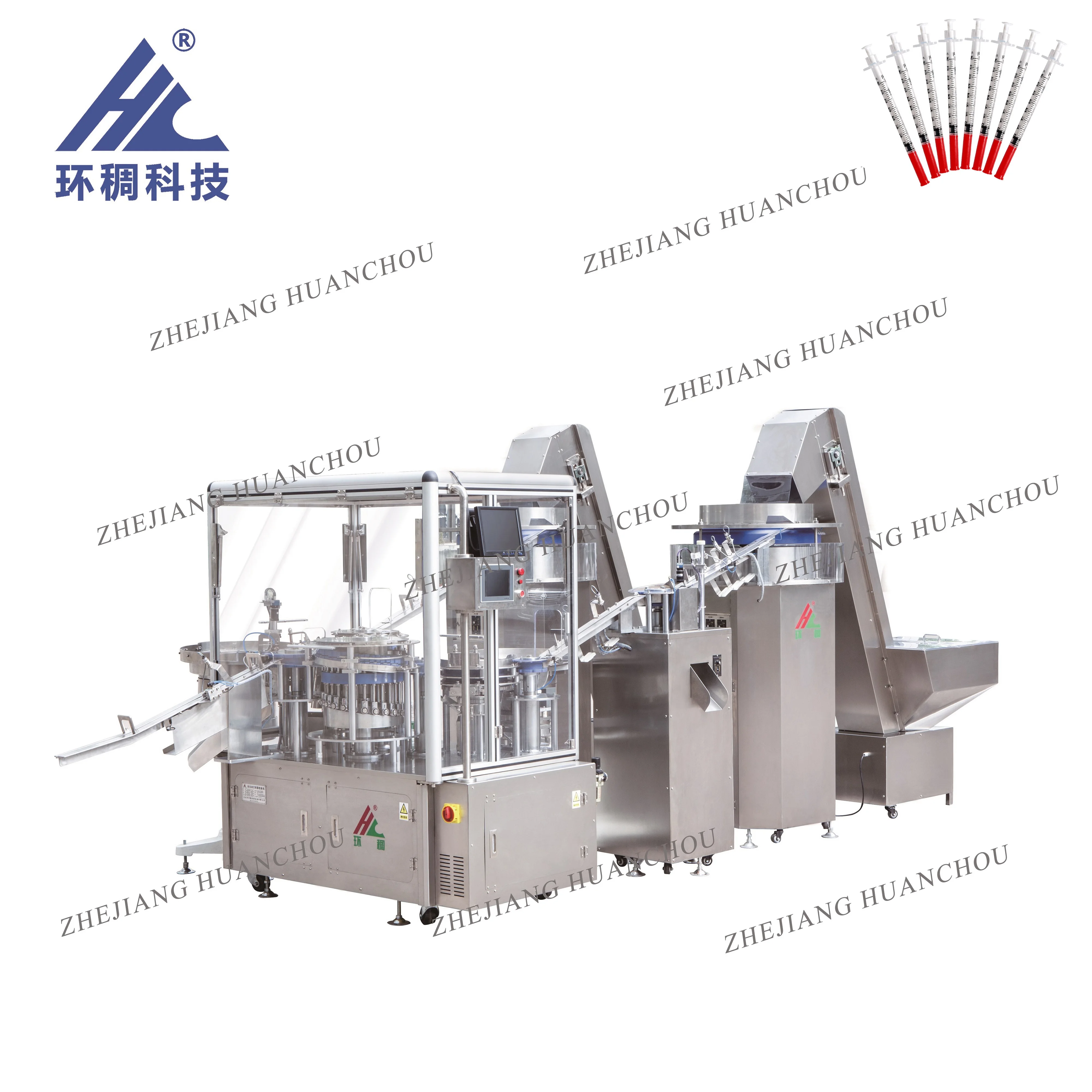 disposable Insulin Syringe Assembly making line With Safety Cover Zhejiang Huanchou