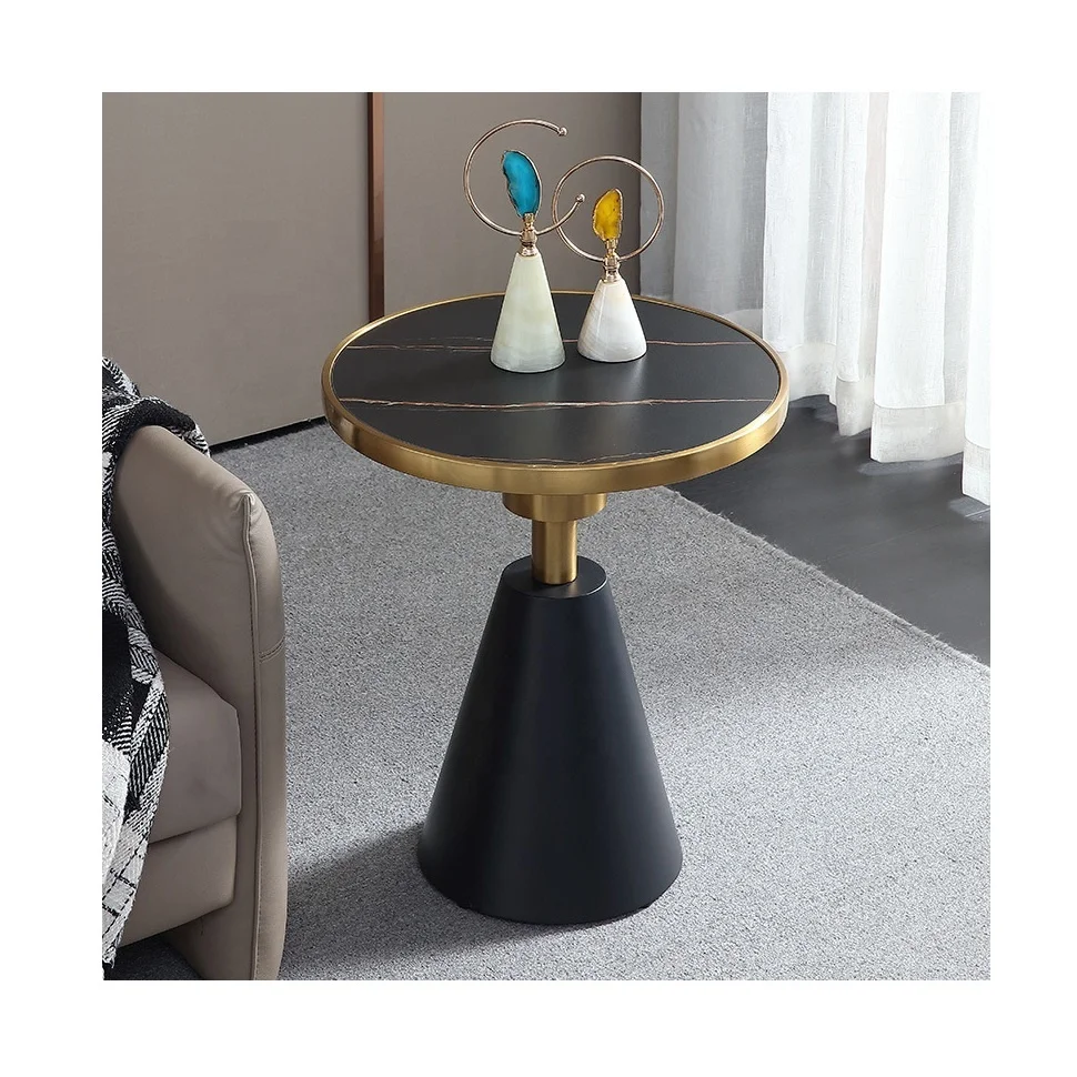 Light luxury built-in rock plate stainless steel side table simple modern balcony living room / Corner or Coffee Tables