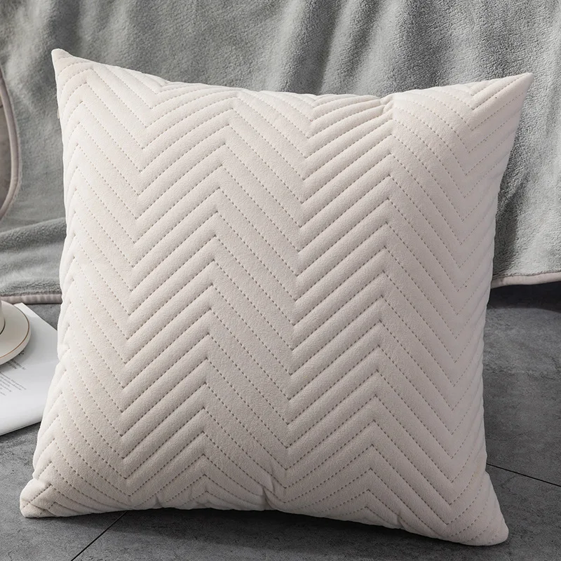 Nordic Simple Design Quilting Velvet Throw Pillow Case Cover Solid Color Crumpled Diamond Cushion Cover