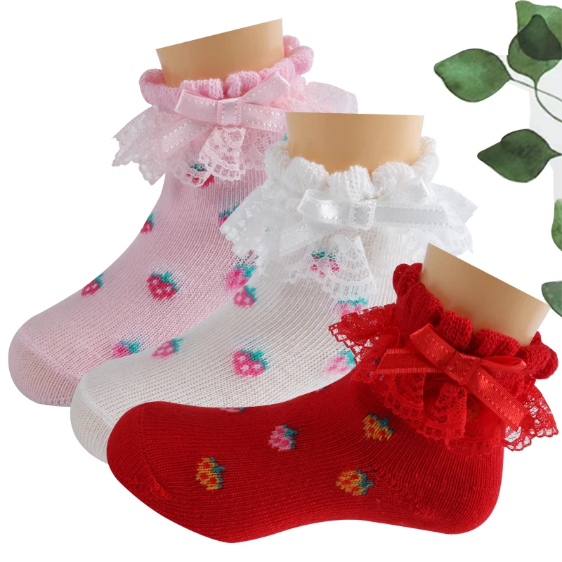 Wholesale cute baby girl lace stockings two pairs of comfortable baby decorative socks Newborn baby