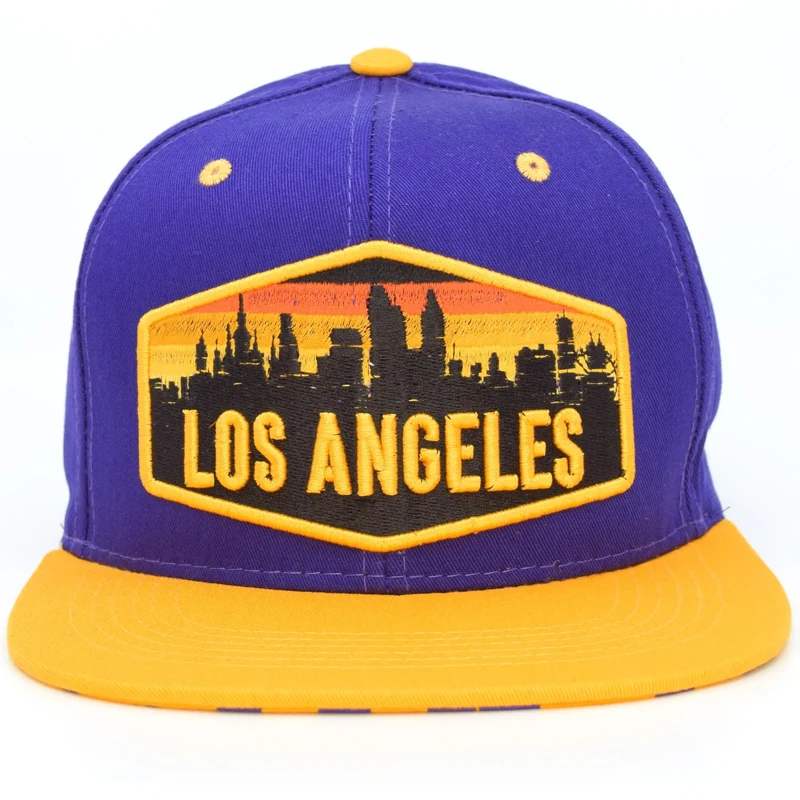 Los Angeles City Baseball cap New flat hat Purple Gold embroidery patch custom Snapback cap