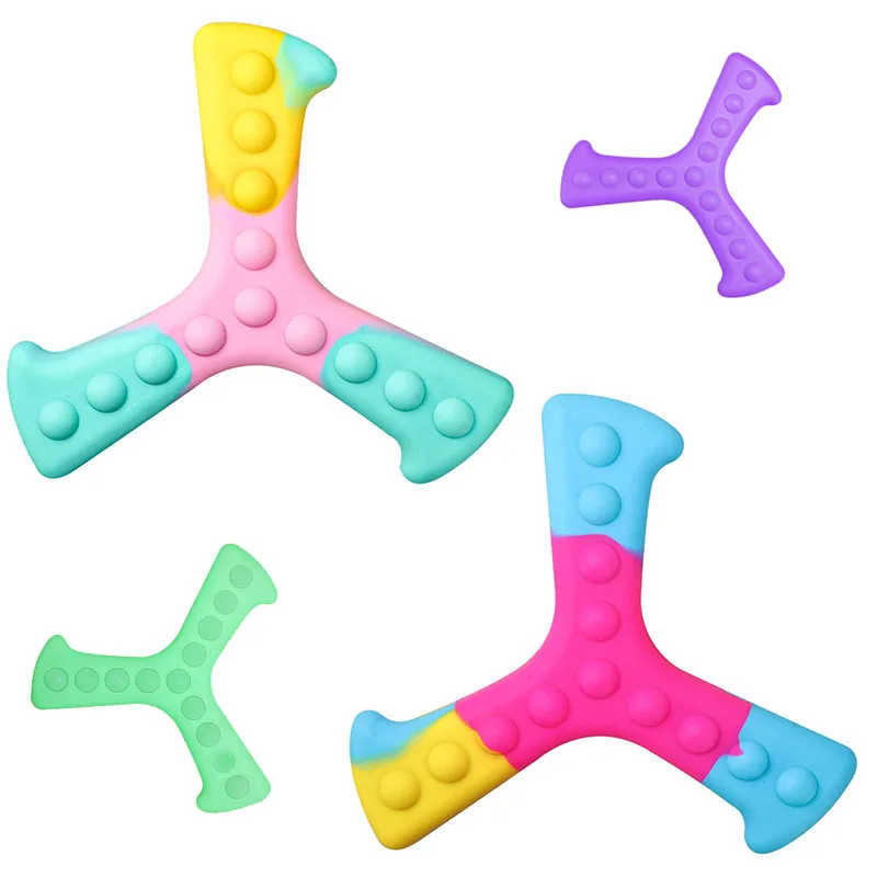 Colorful Kids Toy Silicone Rainbow And Luminous Sensory Push Pop Bubble Darts Fidget Boomerang (1600505588760)