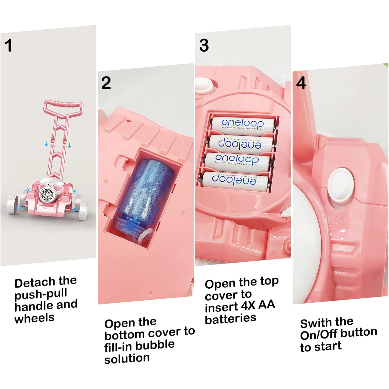 Automatic Bubble Machine Tank Bubble Blower Maker Bubble Lawn Mower Toddler Toys for Kids Summer Outdoor Push Backyard Toys