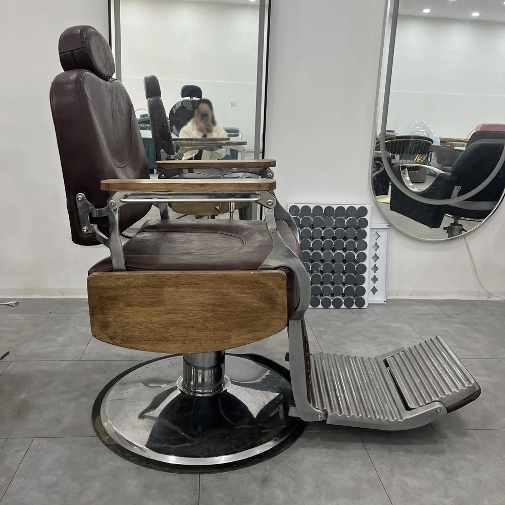 Yapin wholesale classic durable hydraulic piston salon brown men styling barber chair