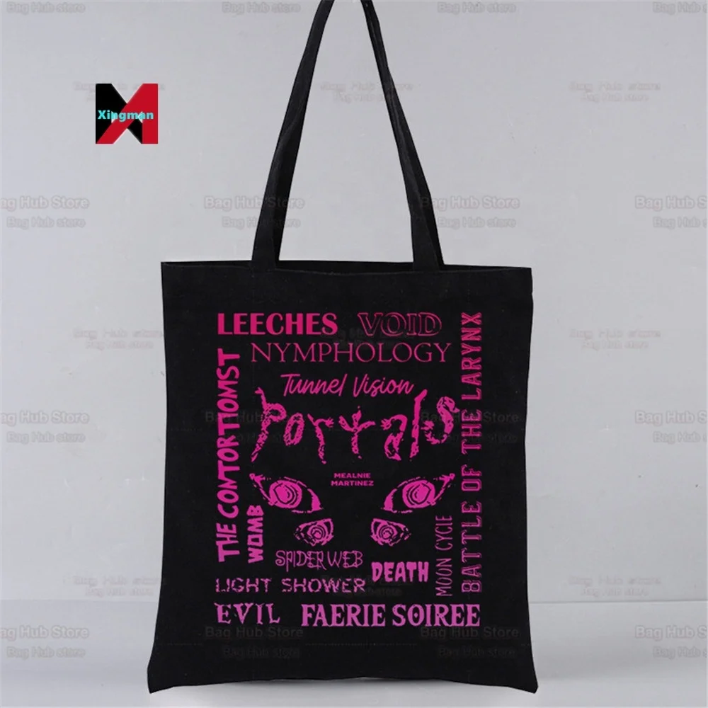 Melanie Martinez Portals Singer Music Harajuku Shopping Black Canvas Tote Bag Mom Reusable Cloth Handbag Shoulder Bags