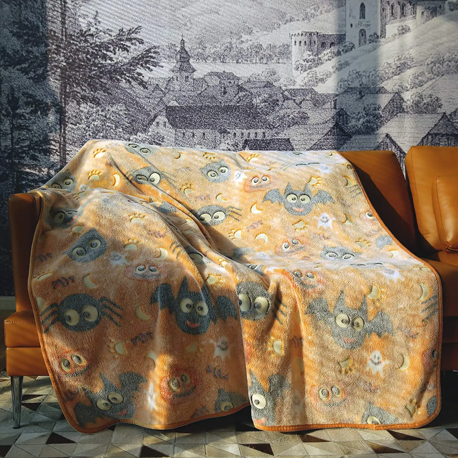 Wholesale Super Soft Warm Cozy Blanket Glow Custom Flannel  Blanket Luminous Glow in The Dark Unicorn Throw Blanket