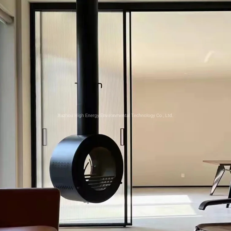 ceiling mounted stove indoor hotel heating wall mounted wood burning suspended fireplace with glass door