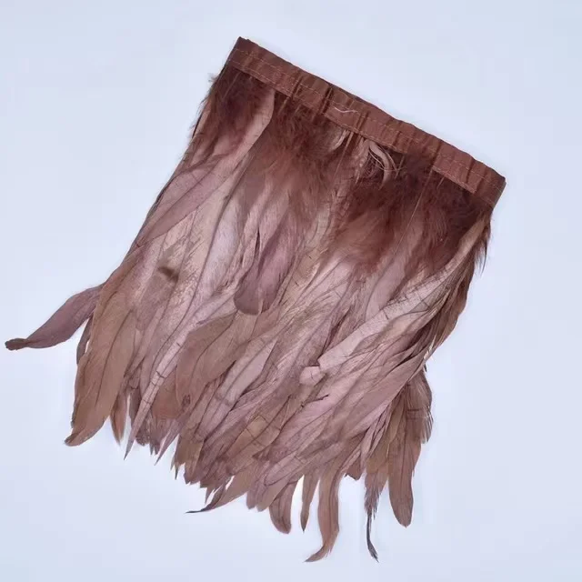 8-10inch (20-25cm) Decor Half Bronze Coque Rooster Feathers Fringe Ribbon Trim Carnival Festival Cock Tail Feather Trimming