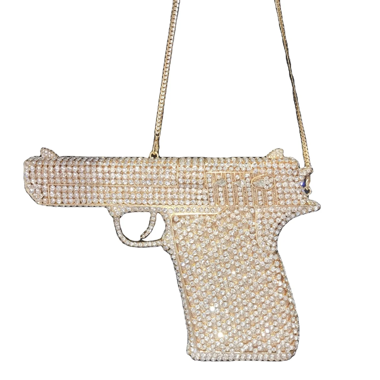 
Diamond Clutch Rhinestone Bag Wedding Party Evening Crystal Purses Handbag Bling Gun Shape Purse 