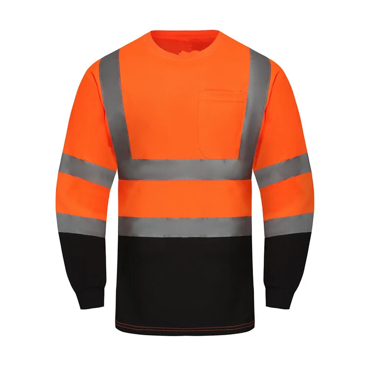 130 gsm logo custom high visibility reflective uniform construction night work safety protection long sleeve t-shirt  t shirt
