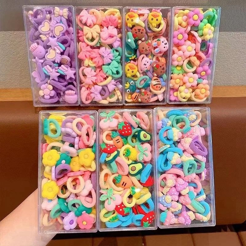 50pcs/box Rubber band baby cartoon high elastic hair tie accessories