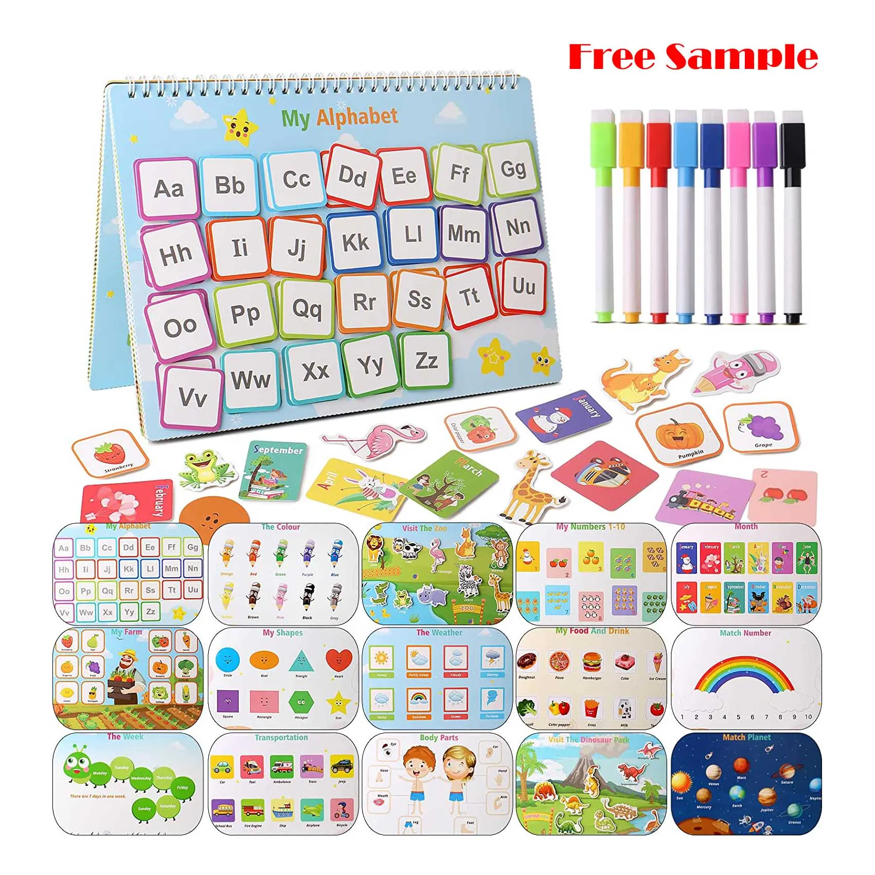 Busy Book for Kids, Montessori Toys for Toddlers Autism Sensory Educational Toys 12 Pages Toddler Preschool Activity Binder
