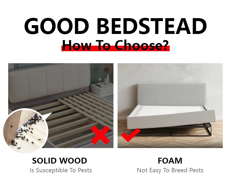 Furniture Modern Minimalism Bedroom Solid Wood King-Size Double Bed Frame Upholstered Soft Bed