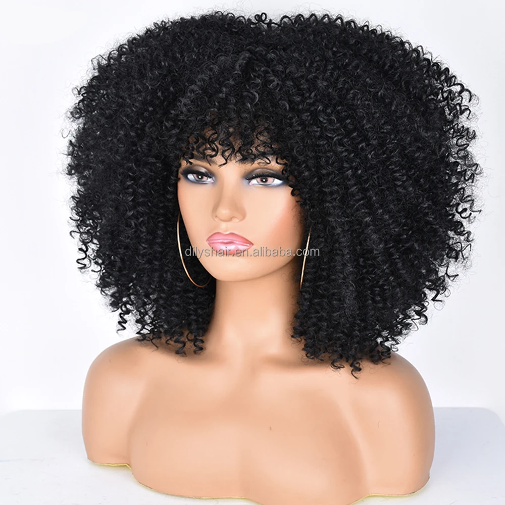 Wholesale Gold Supplier With Bangs Big Hair Straight Short Wigs For Black Women Curly Wig For Sale Kinky Natural Afro Wigs