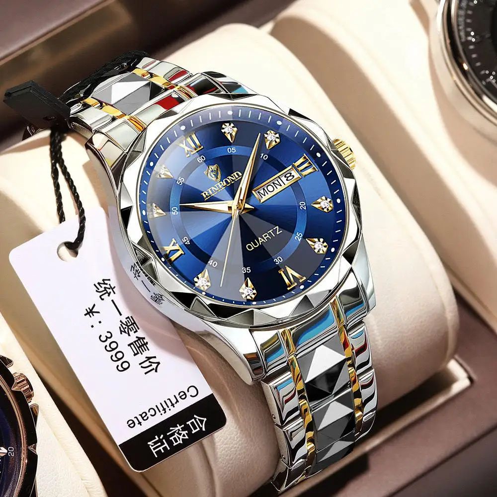 Business Casual Watch for Men 836 Stainless Steel Top Quality Luxury Luminous Date Week Sport Wrist Watches
