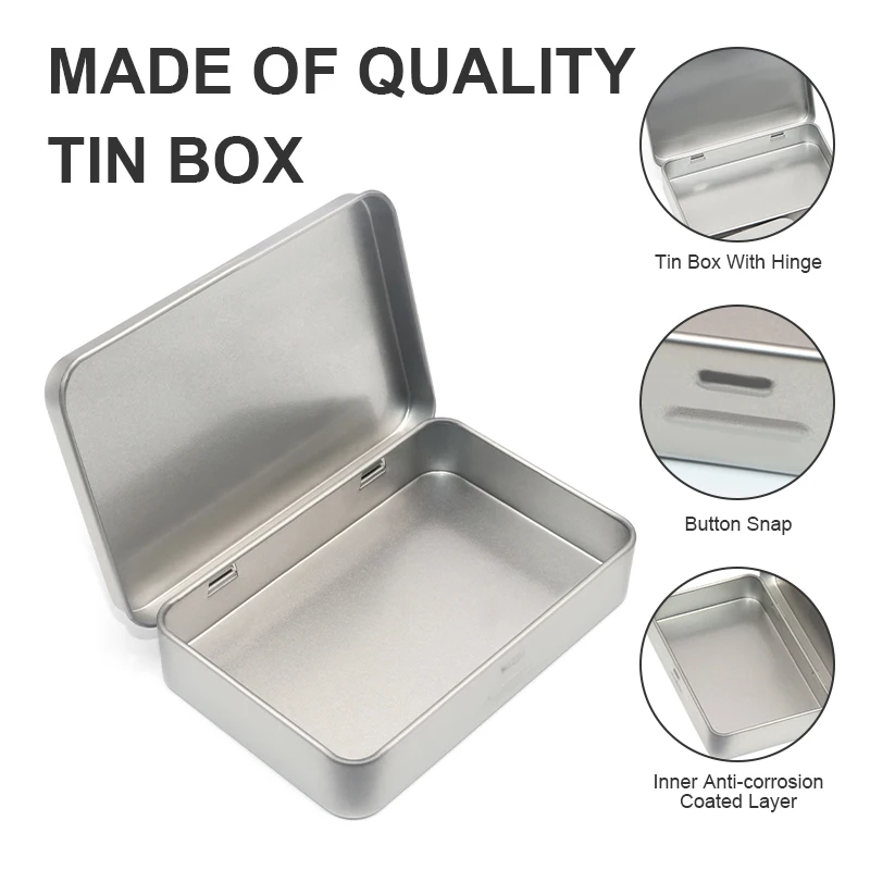 Hot selling reusable Square Metal Box Tin Condom tin Box with Hinged Lid