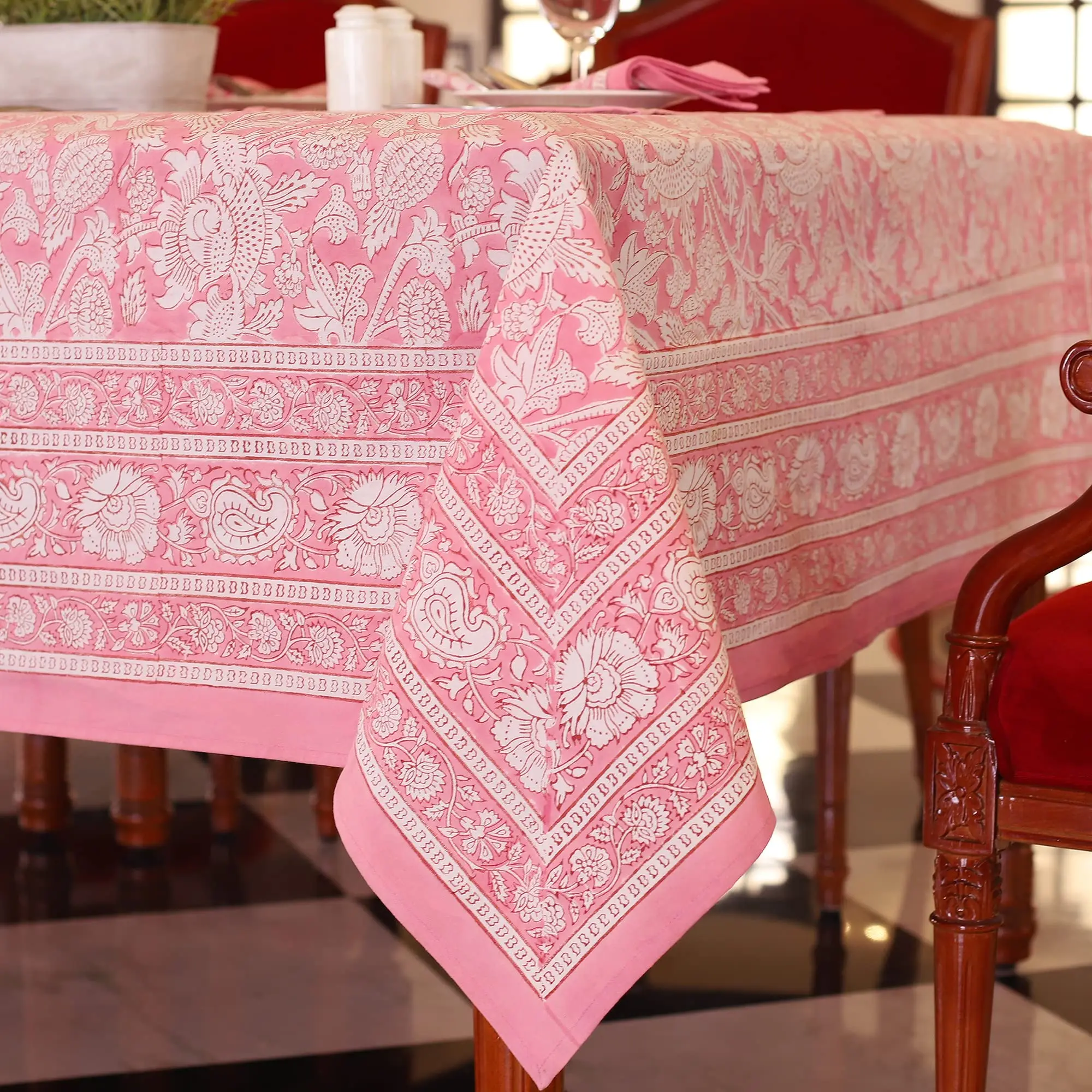 Elegant Plain Cotton Table Clothes Cheap Rectangle Table Clothes Elegant Block Printed Cloth Table