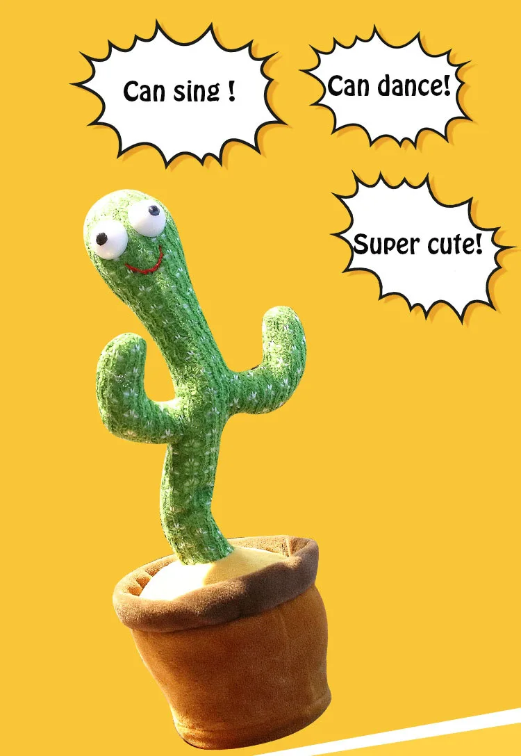 New products 2021 unique interesting relax stress dancing playing songs plush cactus toy of cactus bailarin