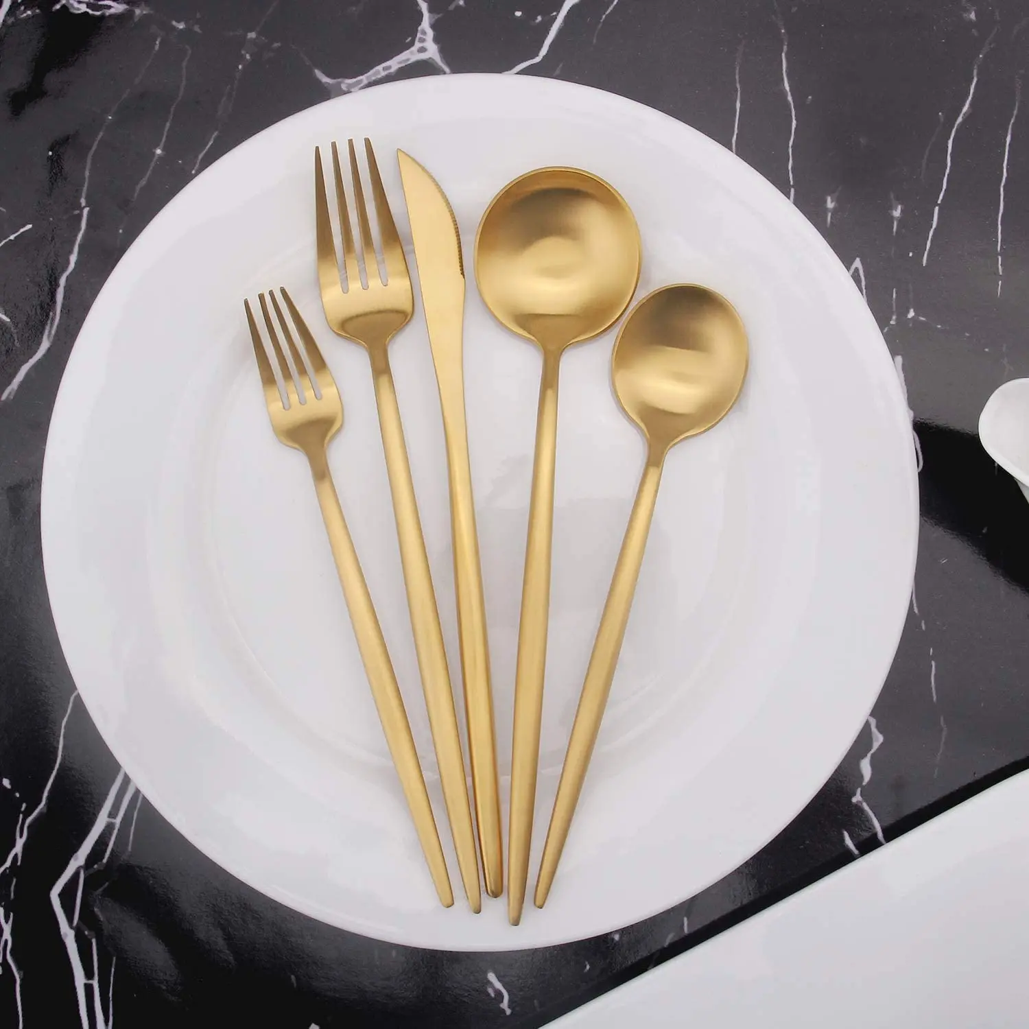 Restaurant 1810 Reusable Dinner Gold Table Coffee Tea Spoon Gold Cuttlery Flatware Wedding
