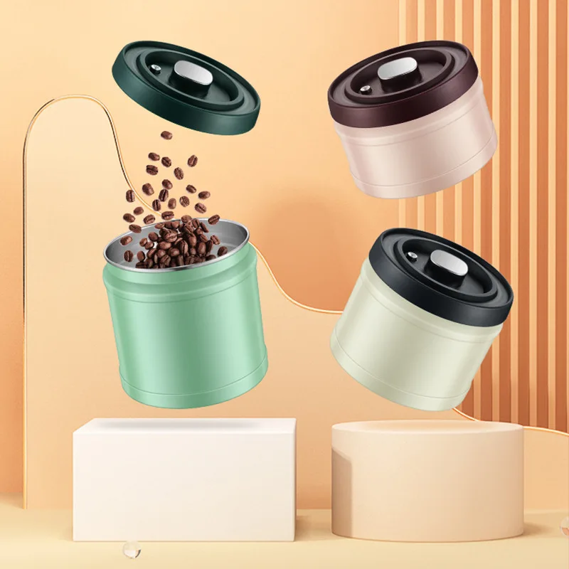 Stainless Steel Press vacuum-seal Kitchen Storage Jar  Integrated Vacuum Pump Lid Airtight Storage Container