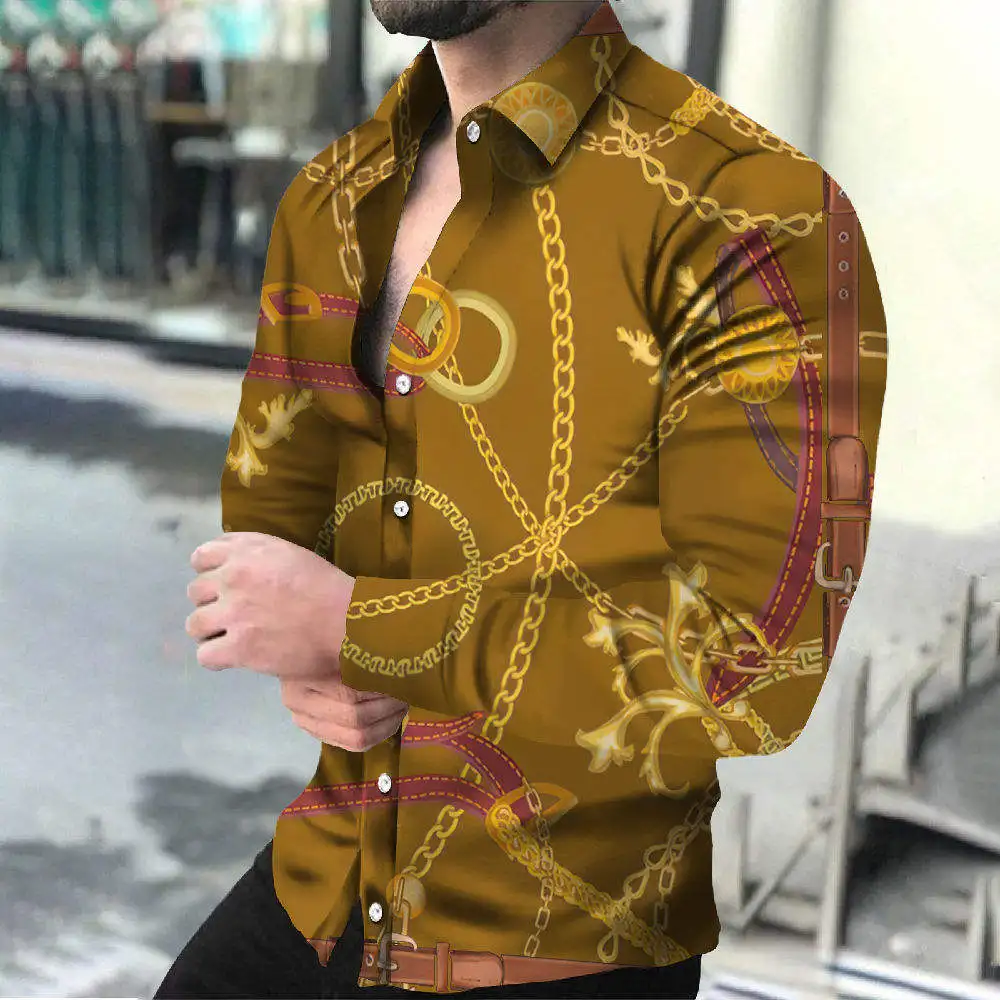 Fashion Hawaiian Shirts Custom 3D Print Long-sleeved Casual Mens Summer beach Shirts